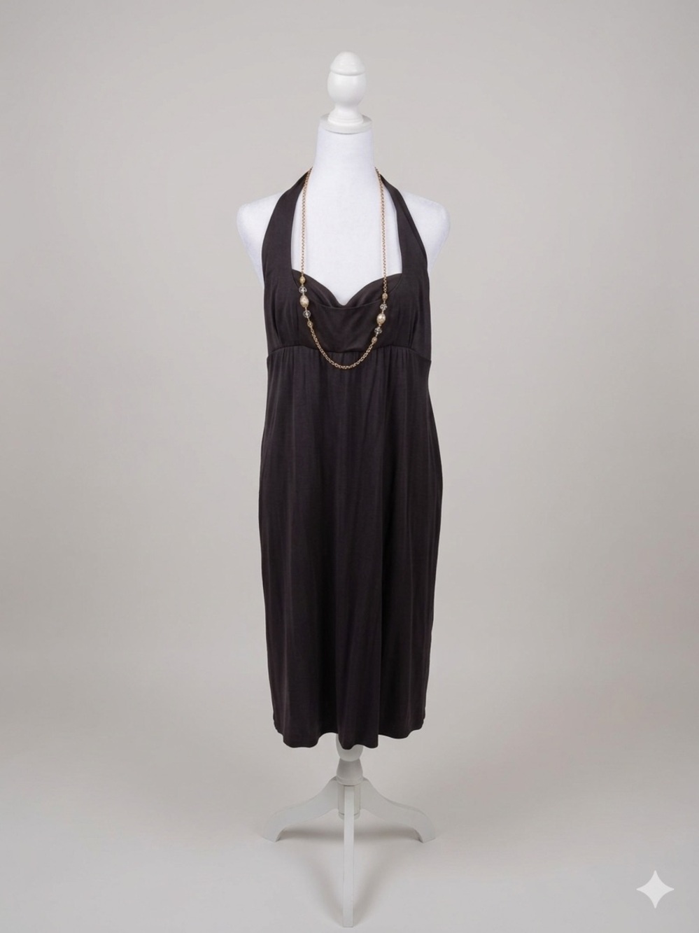Laundry BY Shelli Black Umpire Halter Dress with Vintage RJ Graziano Necklace